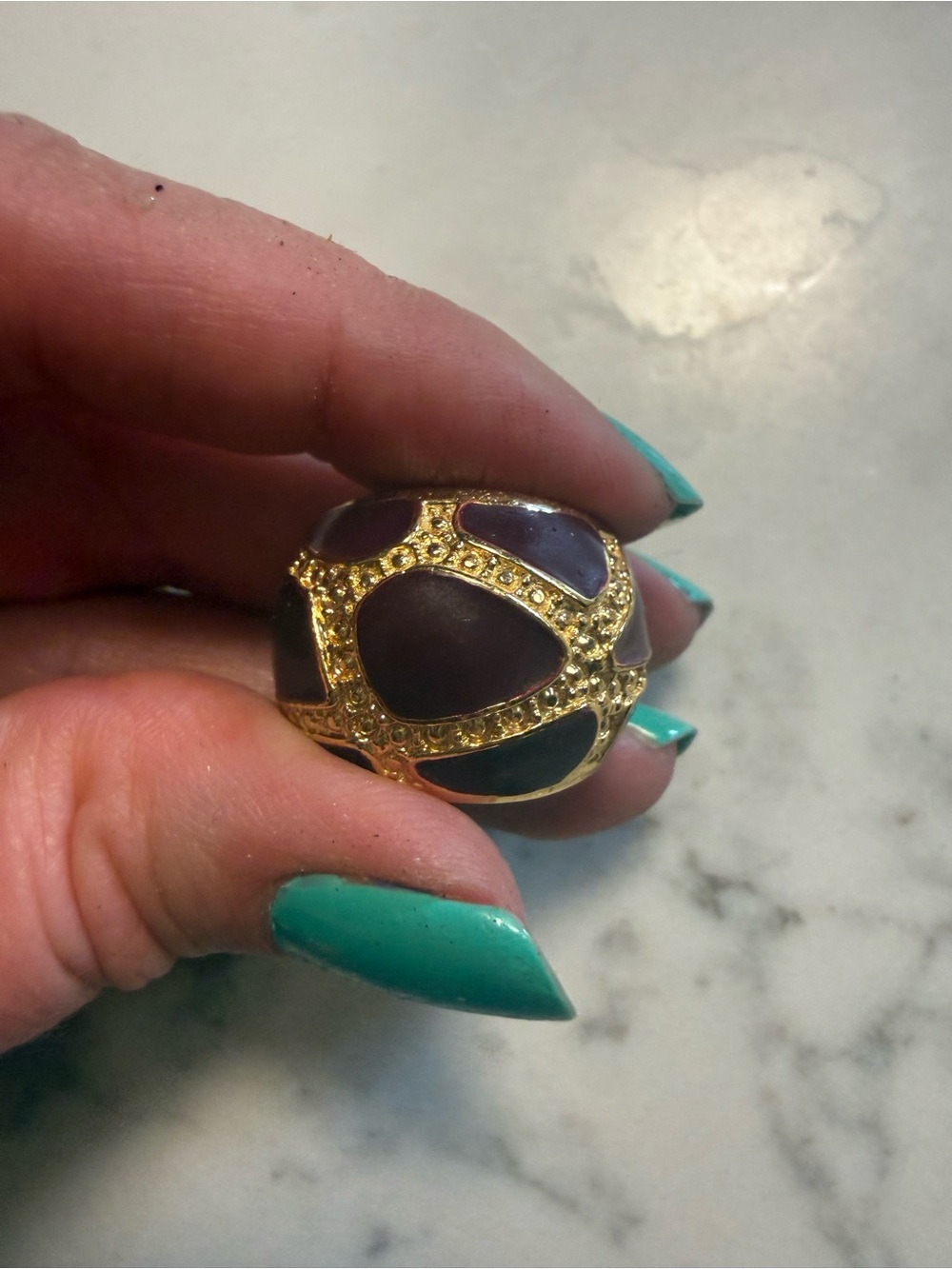Gold-Tone Purple Dome Cocktail Ring - Women Jewelry